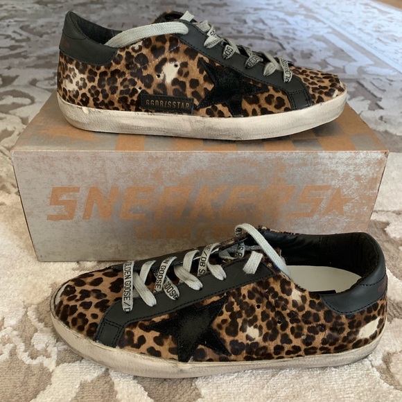 Golden Goose Shoes - Golden Goose Leopard Fur Superstar Sneakers 38